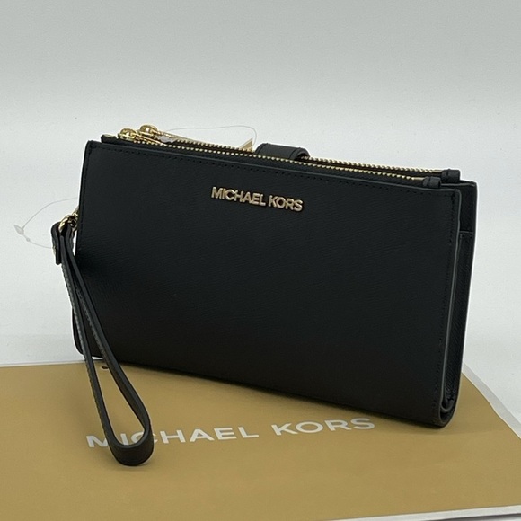 Michael Kors Large Double Zip Wallet Wristlet Black - Picture 1 of 10